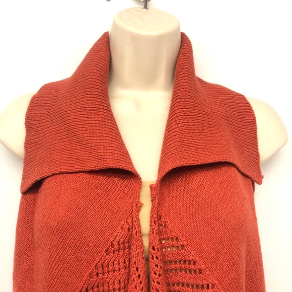 Versona Rust Orange Boho Fringe Vest - Picture 6 of 16